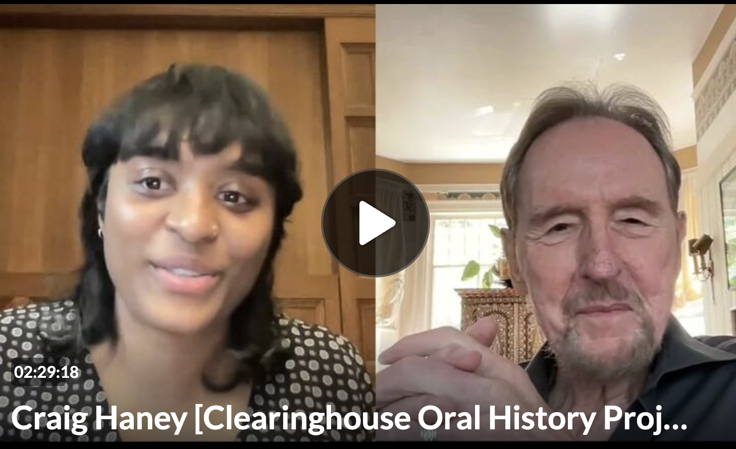 Screenshot of interview of Dr. Craig Haney